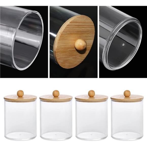 4 Pack Qtip Holder, 10-Ounce Bathroom Organizer Accessories Storage Containers - Picture 2 of 7